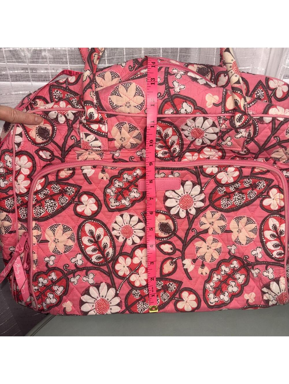 Vera Bradley Pink Floral Weekender Travel Duffel Bag Shoulder Strap - Picture 7 of 9